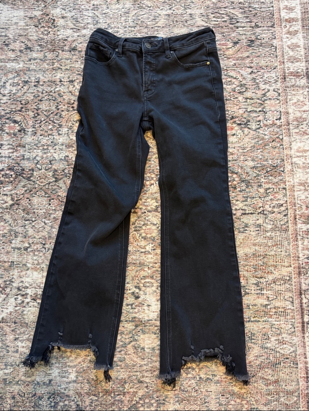 Black Women's Flare Jeans with Raw Hem
